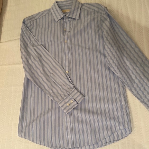 NWOT Michael Kors Mens Button Down Dress Shirt Blue and White stripe - M - Picture 1 of 4